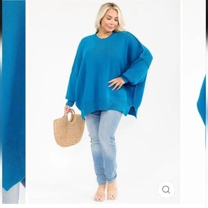 Women's Teal Blue Sweater Cotton/acrylic